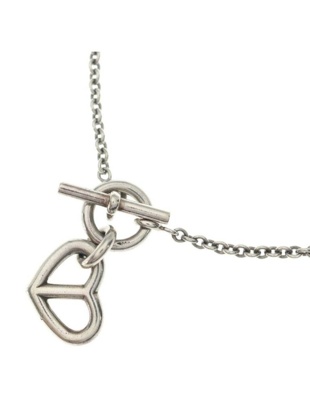 Hermes Chaine D'ancre Amulette Cachecoeur Heart Necklace Silver